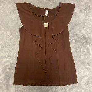 Brown Ruffle Blouse
